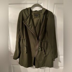 Haute Monde Hooded Lightweight Jacket with Asymmetrical Zip- Medium